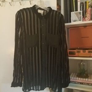 Urban Outfitters pinstriped velvet button up